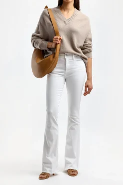 Femme Allude Pull Beige Avec Col En V