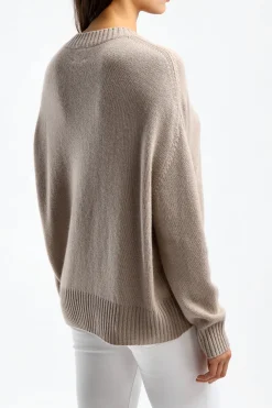 Femme Allude Pull Beige Avec Col En V