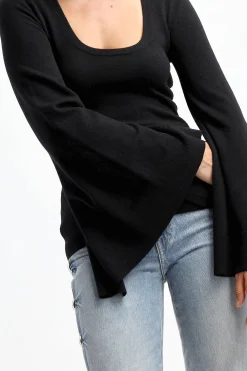 Femme Michael Kors Collection Pull Bell Sleeve En Noir