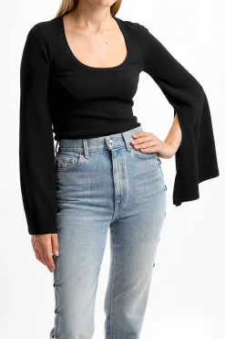 Femme Michael Kors Collection Pull Bell Sleeve En Noir