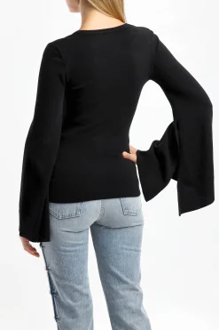 Femme Michael Kors Collection Pull Bell Sleeve En Noir