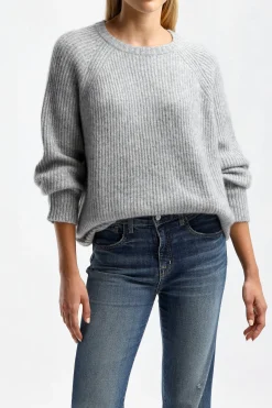 Femme Allude Pull Classique Gris Clair