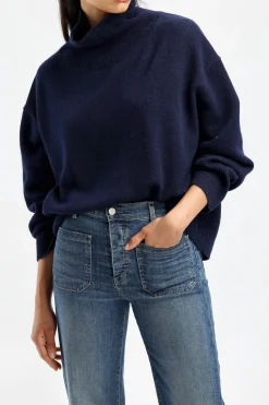 Femme Van Kukil Pull Jean En Saphir Fonce