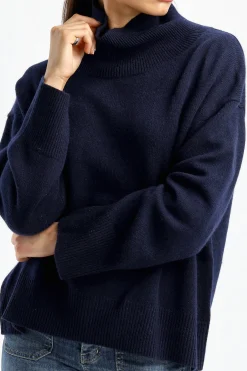 Femme Van Kukil Pull Jean En Saphir Fonce