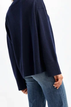 Femme Van Kukil Pull Jean En Saphir Fonce
