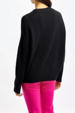 Femme Allude Pull Noir Avec Col En V