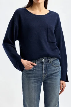 Femme Ladneri Pull Pocket En Bleu Marine