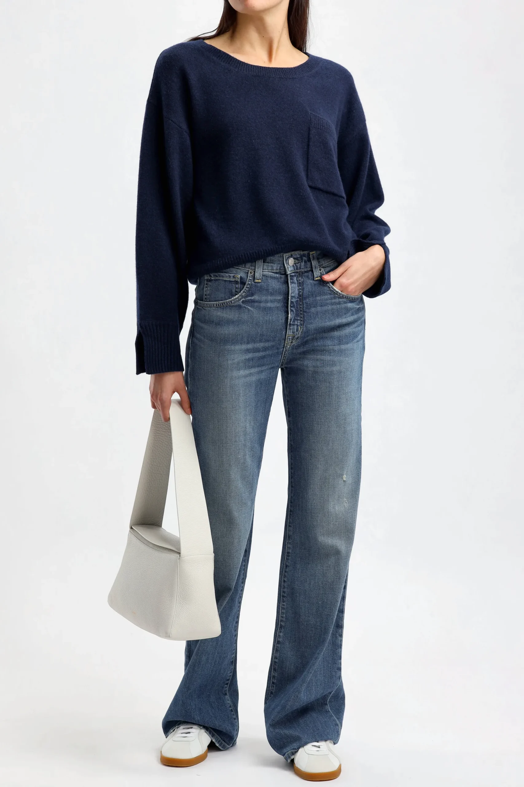 Femme Ladneri Pull Pocket En Bleu Marine