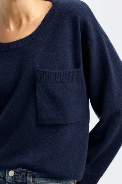 Femme Ladneri Pull Pocket En Bleu Marine