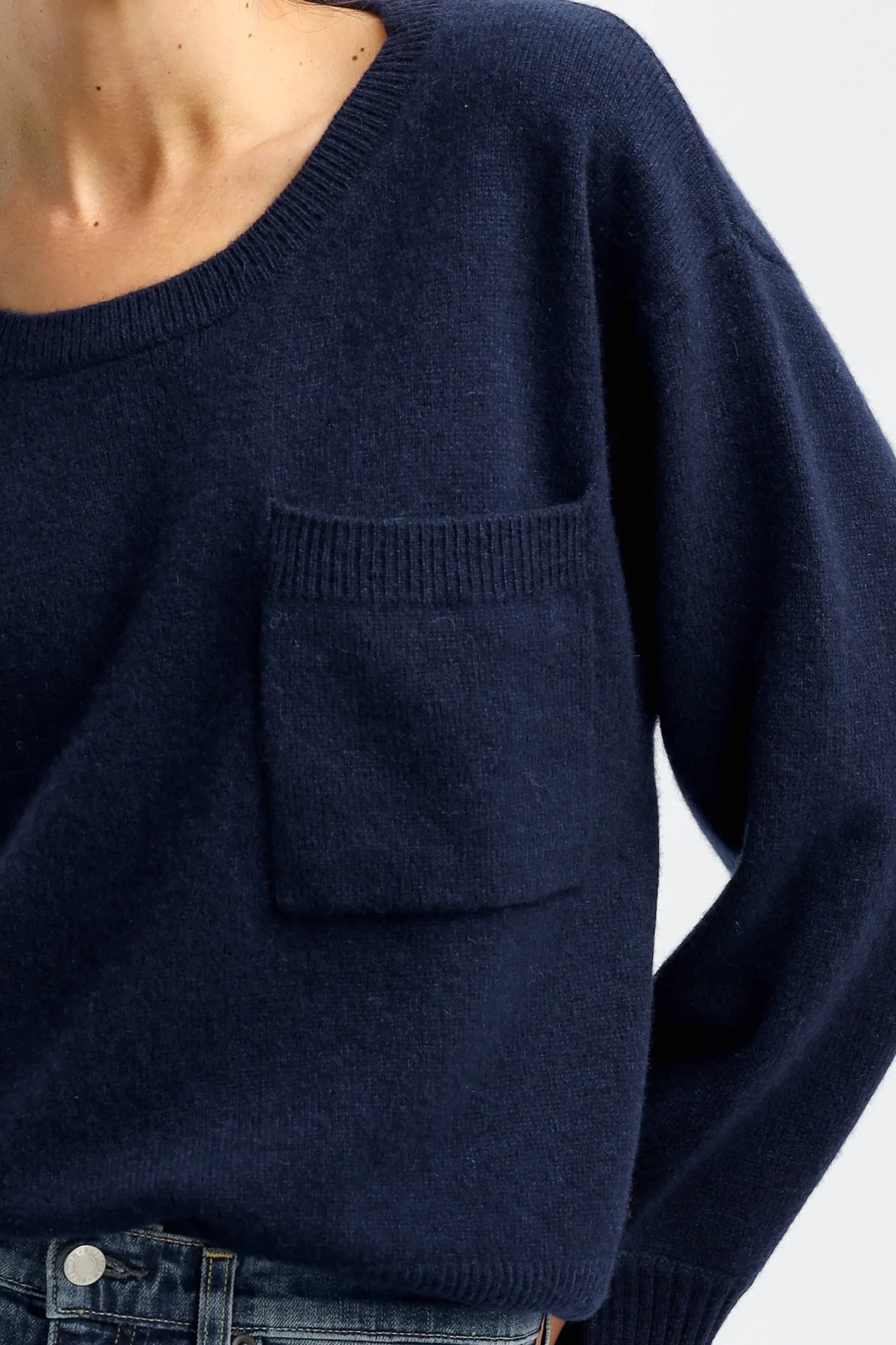 Femme Ladneri Pull Pocket En Bleu Marine