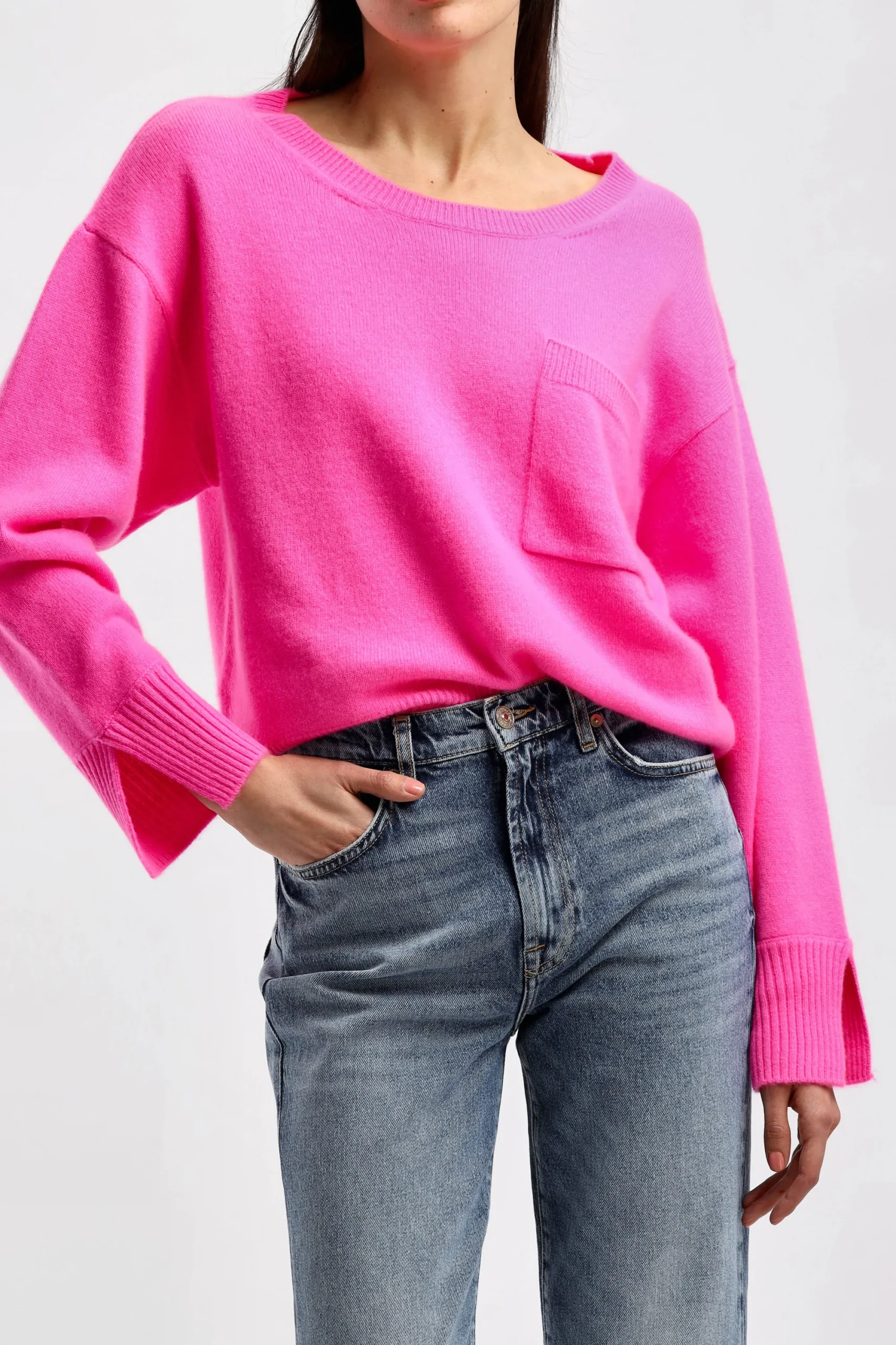 Femme Ladneri Pull Pocket En Rose Fluo