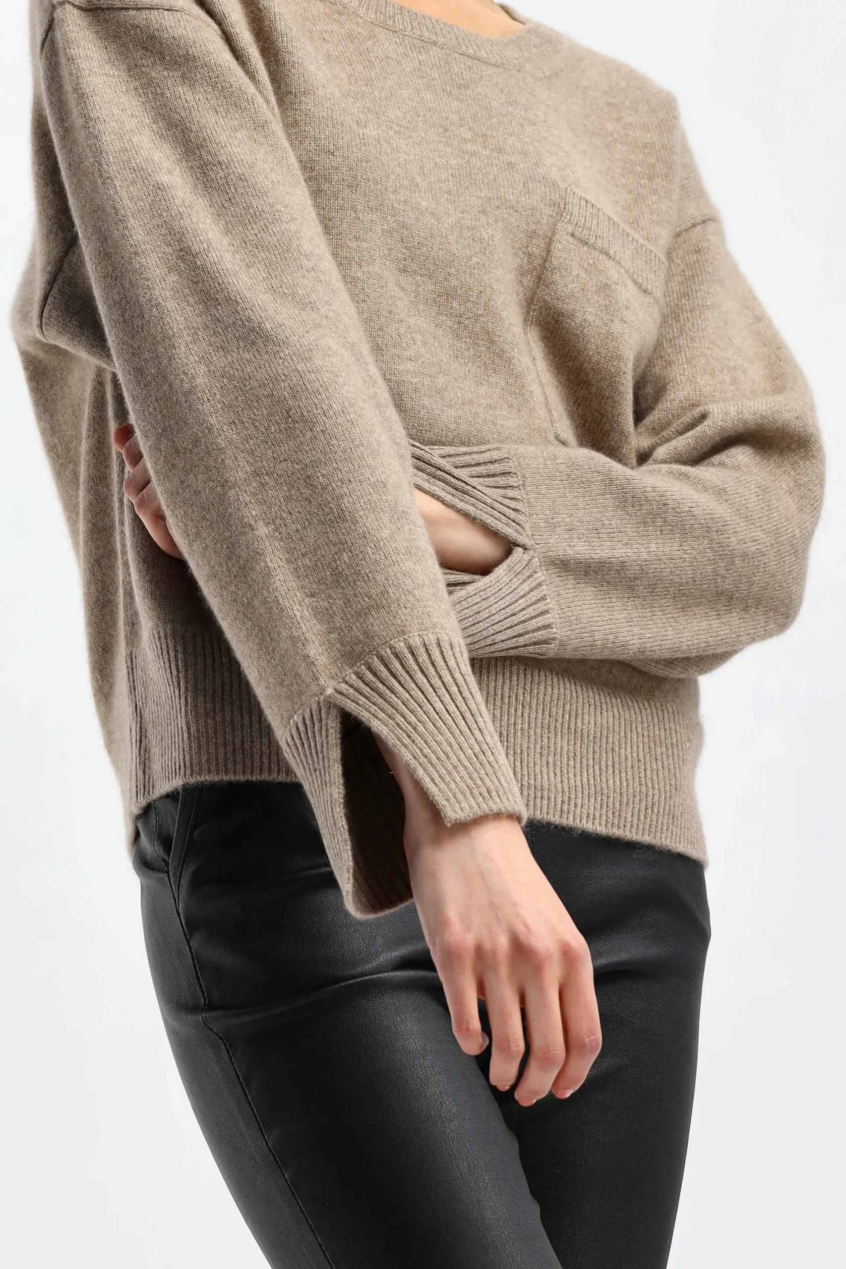 Femme Ladneri Pull Pocket En Taupe