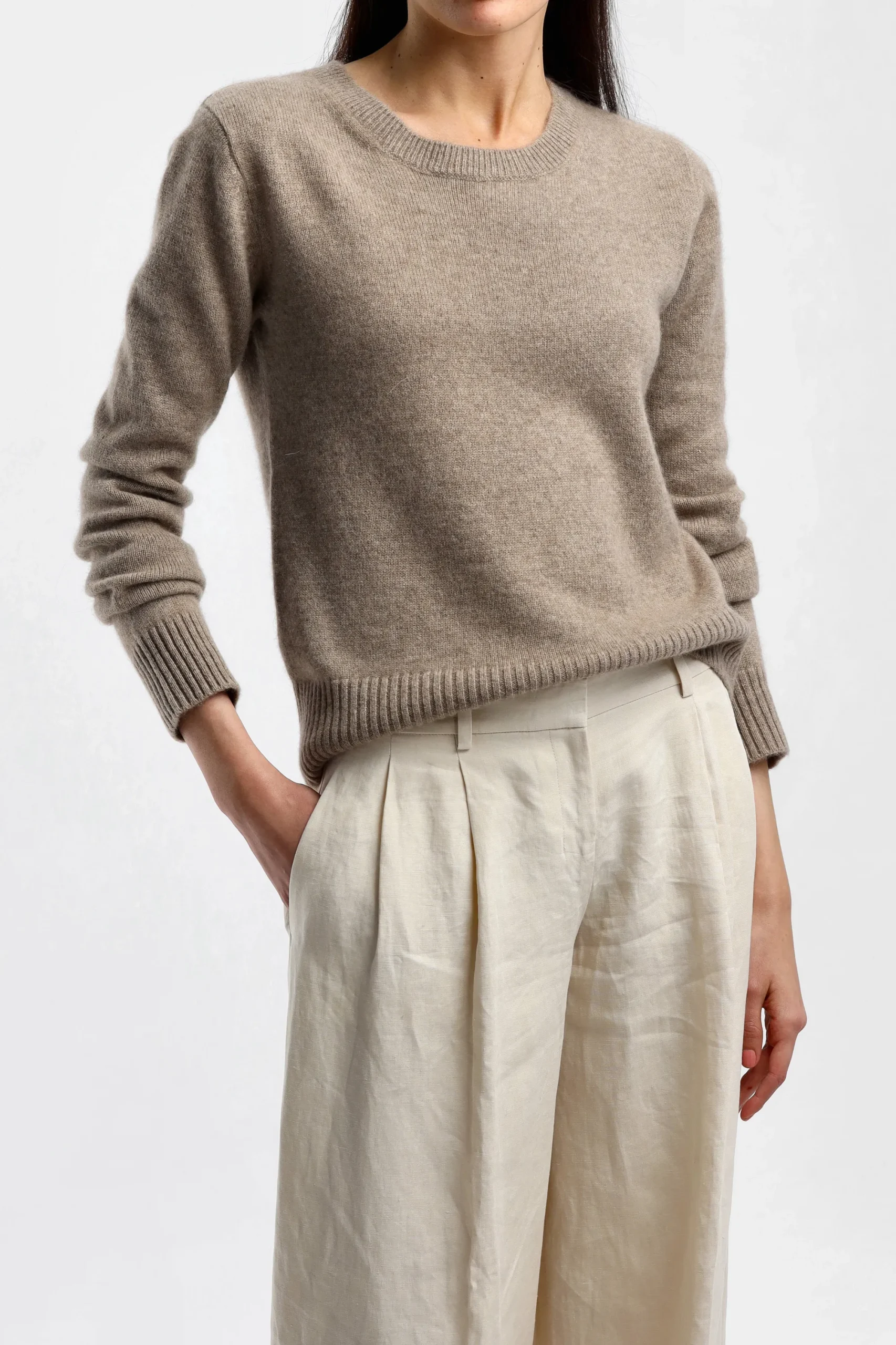 Femme Ladneri Pull Pure En Taupe