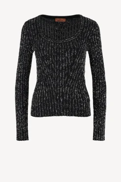 Femme Missoni Pull Ras Du Cou Noir/Argente