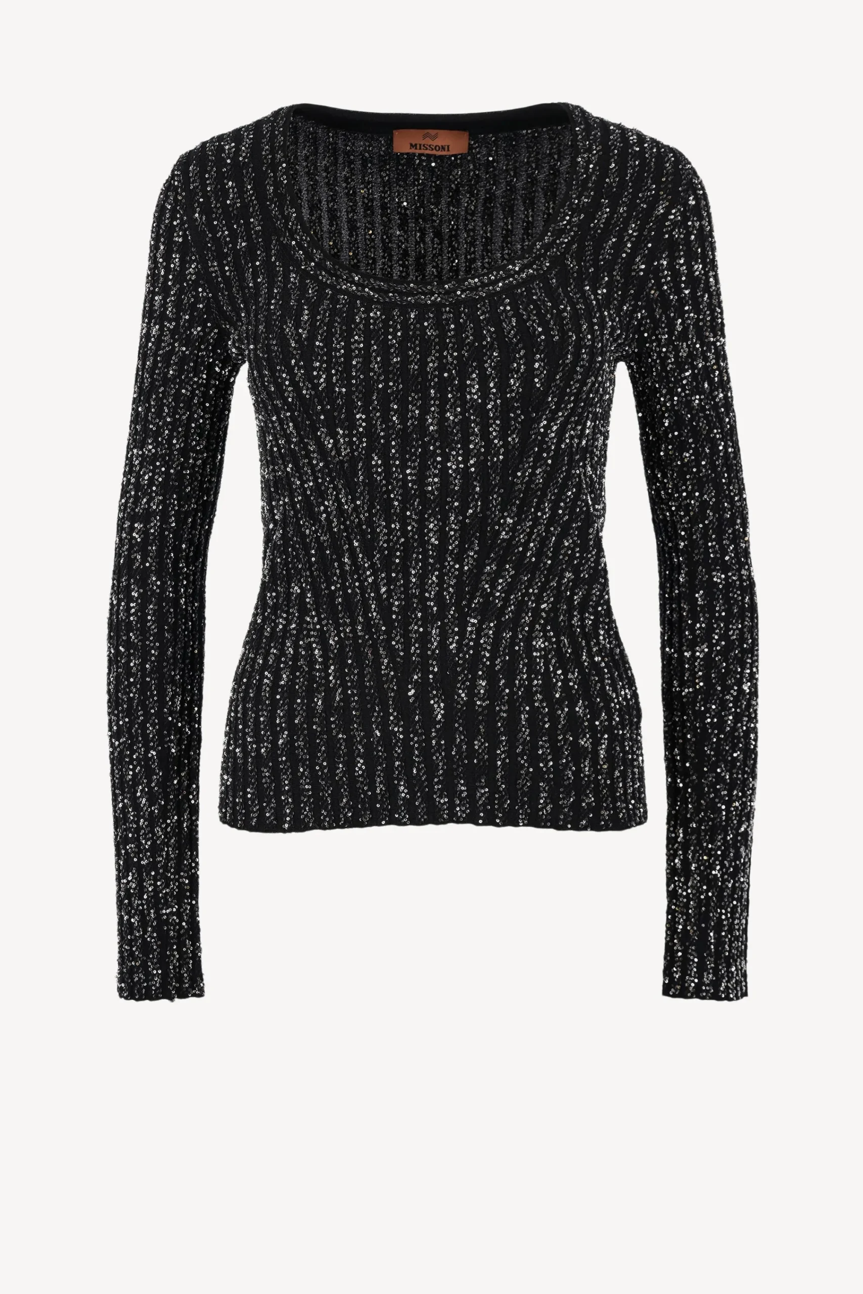 Femme Missoni Pull Ras Du Cou Noir/Argente