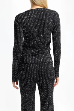 Femme Missoni Pull Ras Du Cou Noir/Argente
