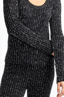 Femme Missoni Pull Ras Du Cou Noir/Argente