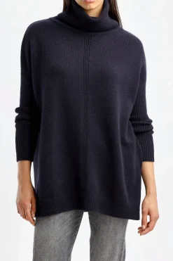 Femme Kujten Pull Tali En Marine Fonce