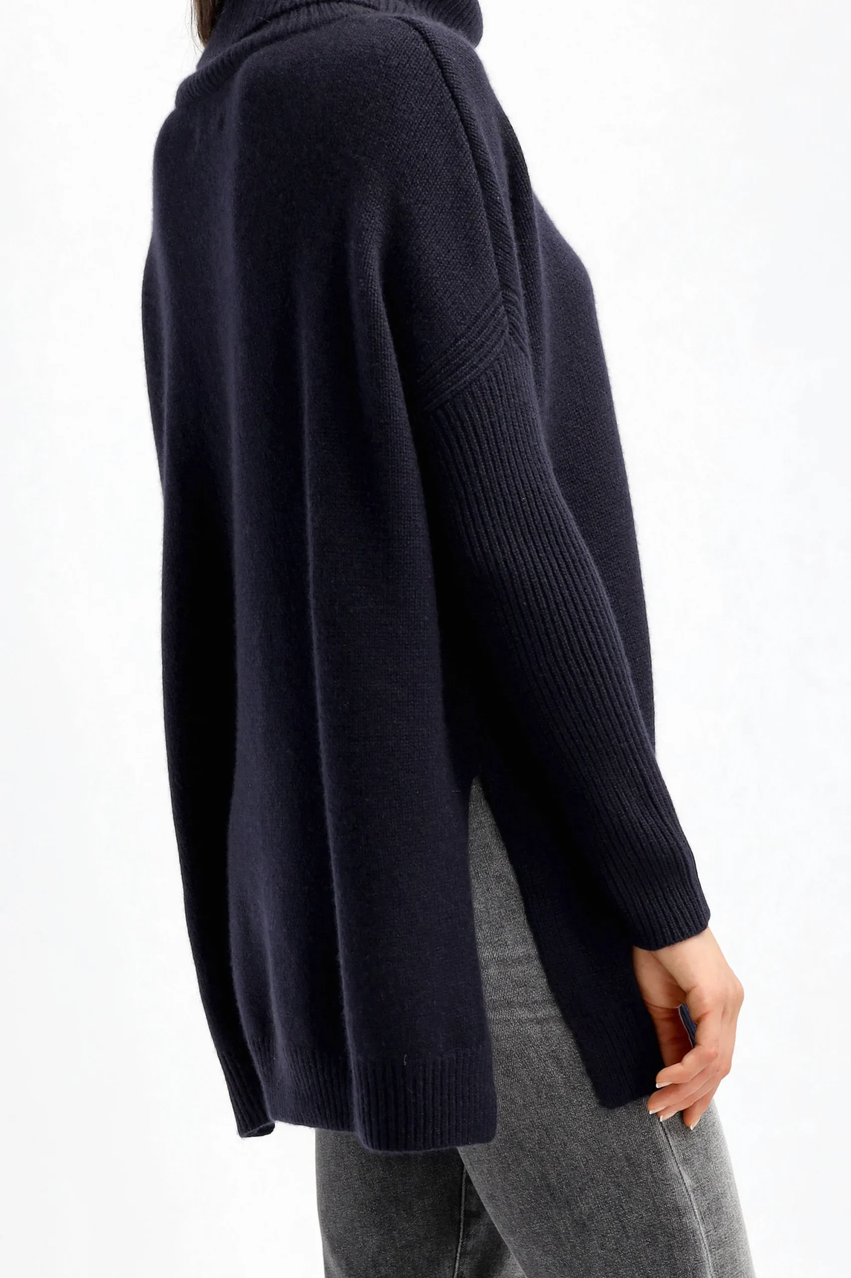 Femme Kujten Pull Tali En Marine Fonce