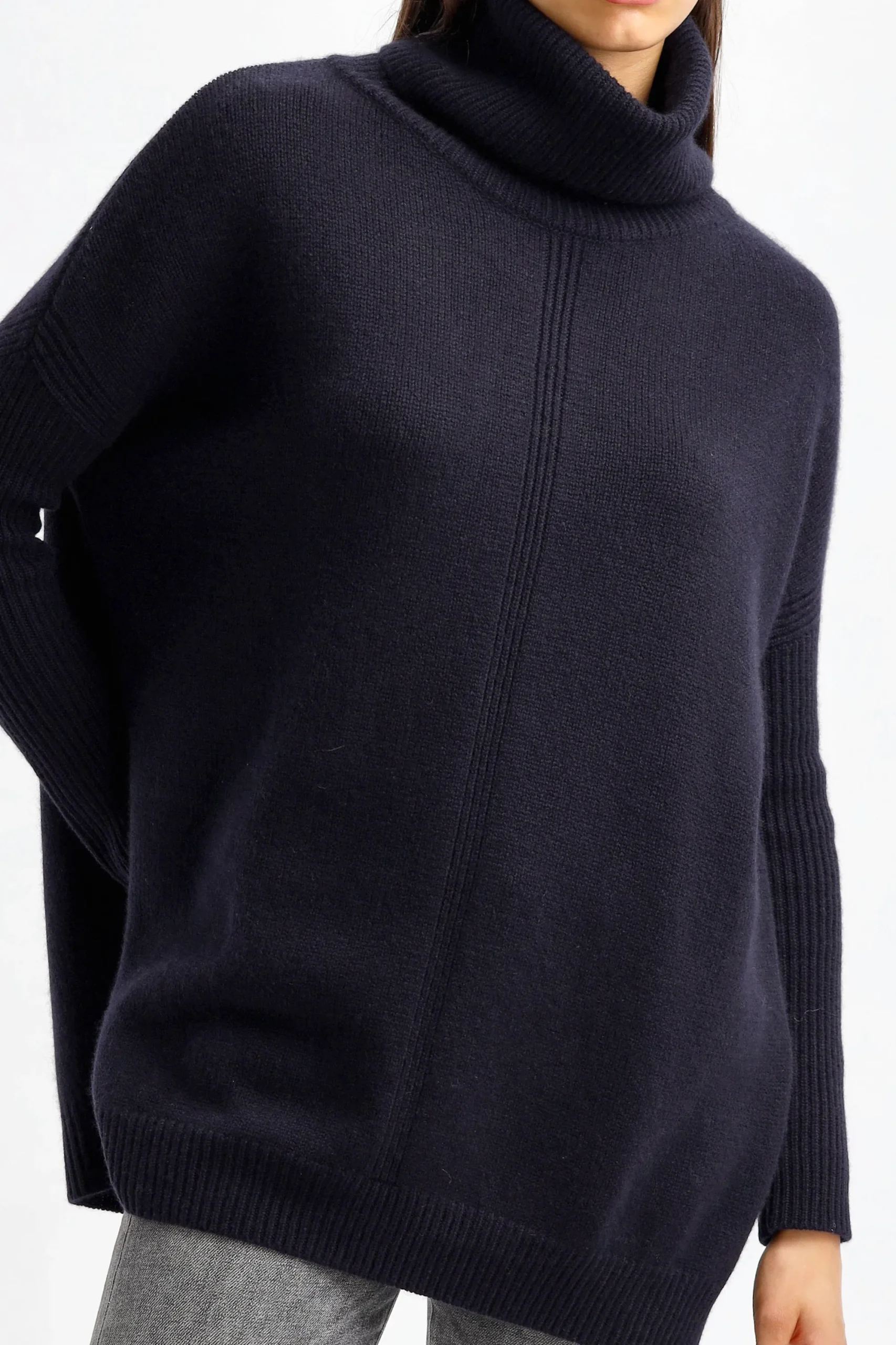 Femme Kujten Pull Tali En Marine Fonce