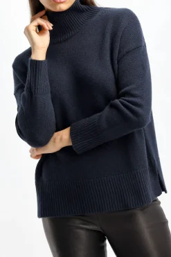 Femme Kujten Pull Ulla En Marine Fonce