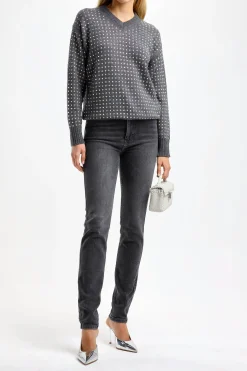 Femme Sportmax Pull Uta En Gris Moyen