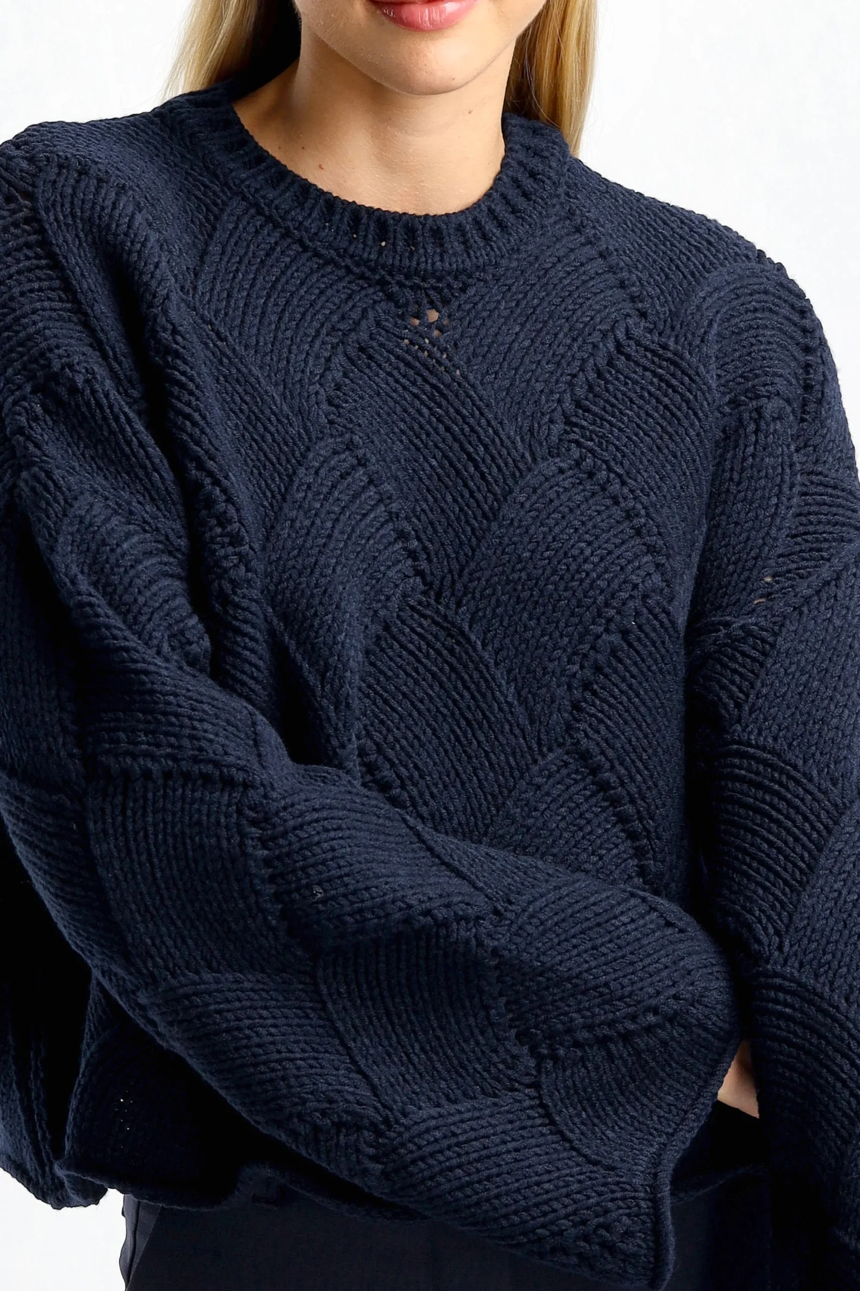 Femme JW Anderson Pull Weave En Marine Fonce