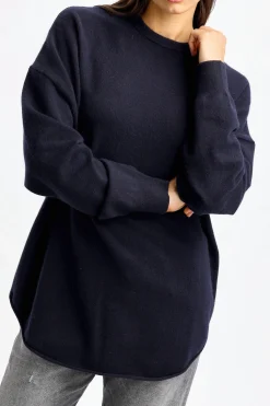 Femme Extreme Cashmere Pull-Over Crew Hop N° 53 En Bleu Marine