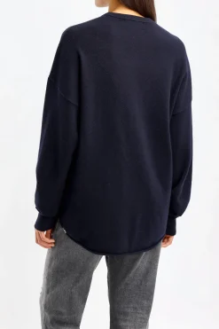 Femme Extreme Cashmere Pull-Over Crew Hop N° 53 En Bleu Marine