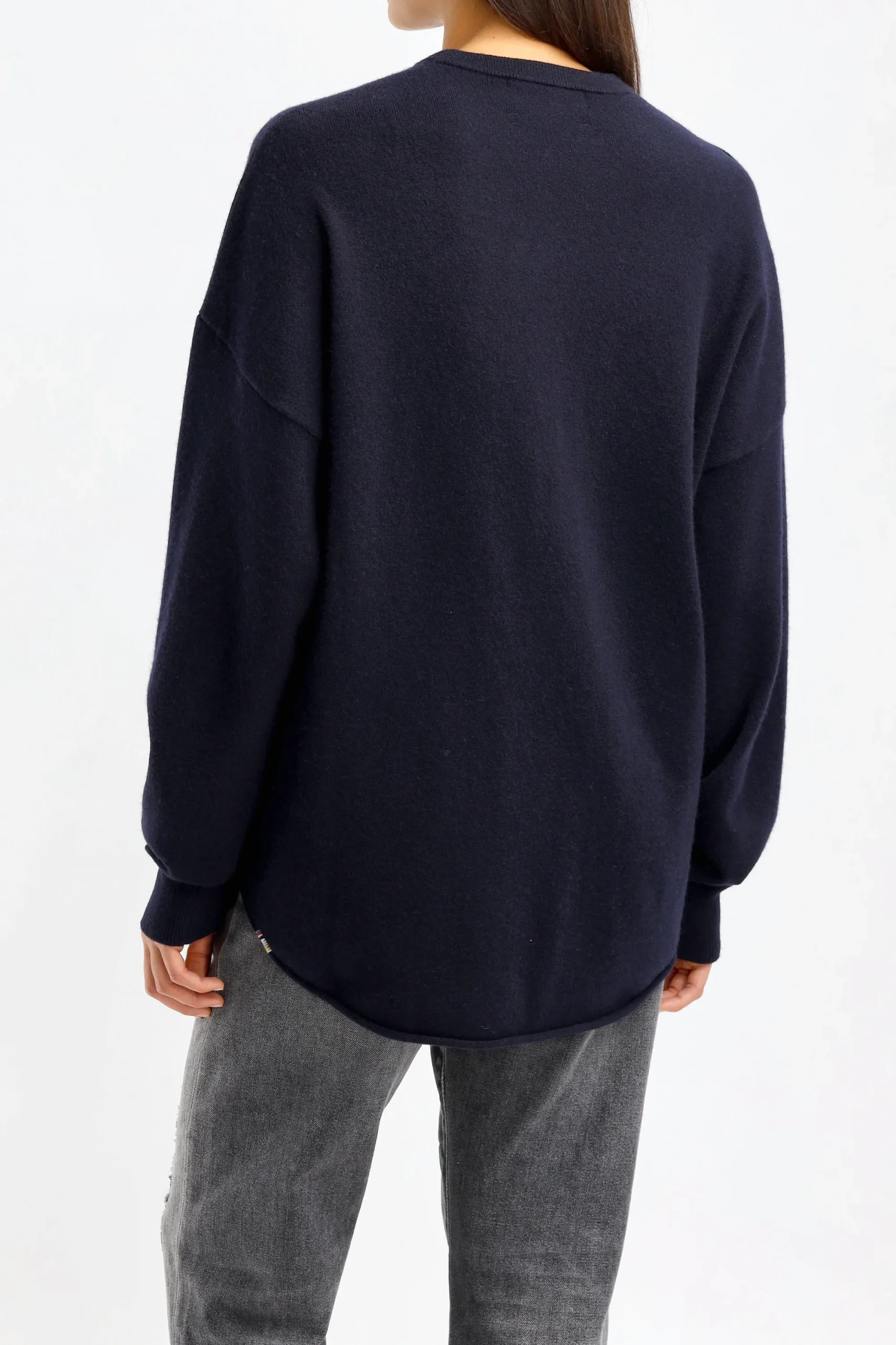 Femme Extreme Cashmere Pull-Over Crew Hop N° 53 En Bleu Marine