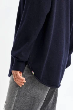 Femme Extreme Cashmere Pull-Over Crew Hop N° 53 En Bleu Marine