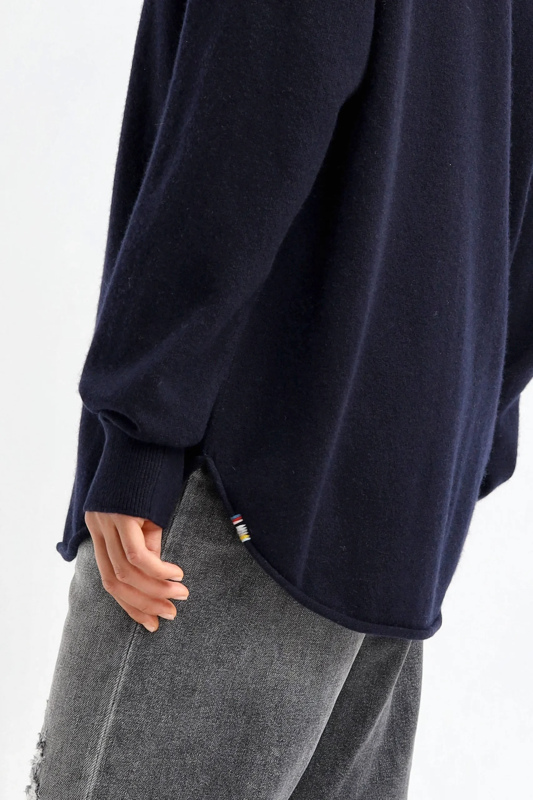 Femme Extreme Cashmere Pull-Over Crew Hop N° 53 En Bleu Marine