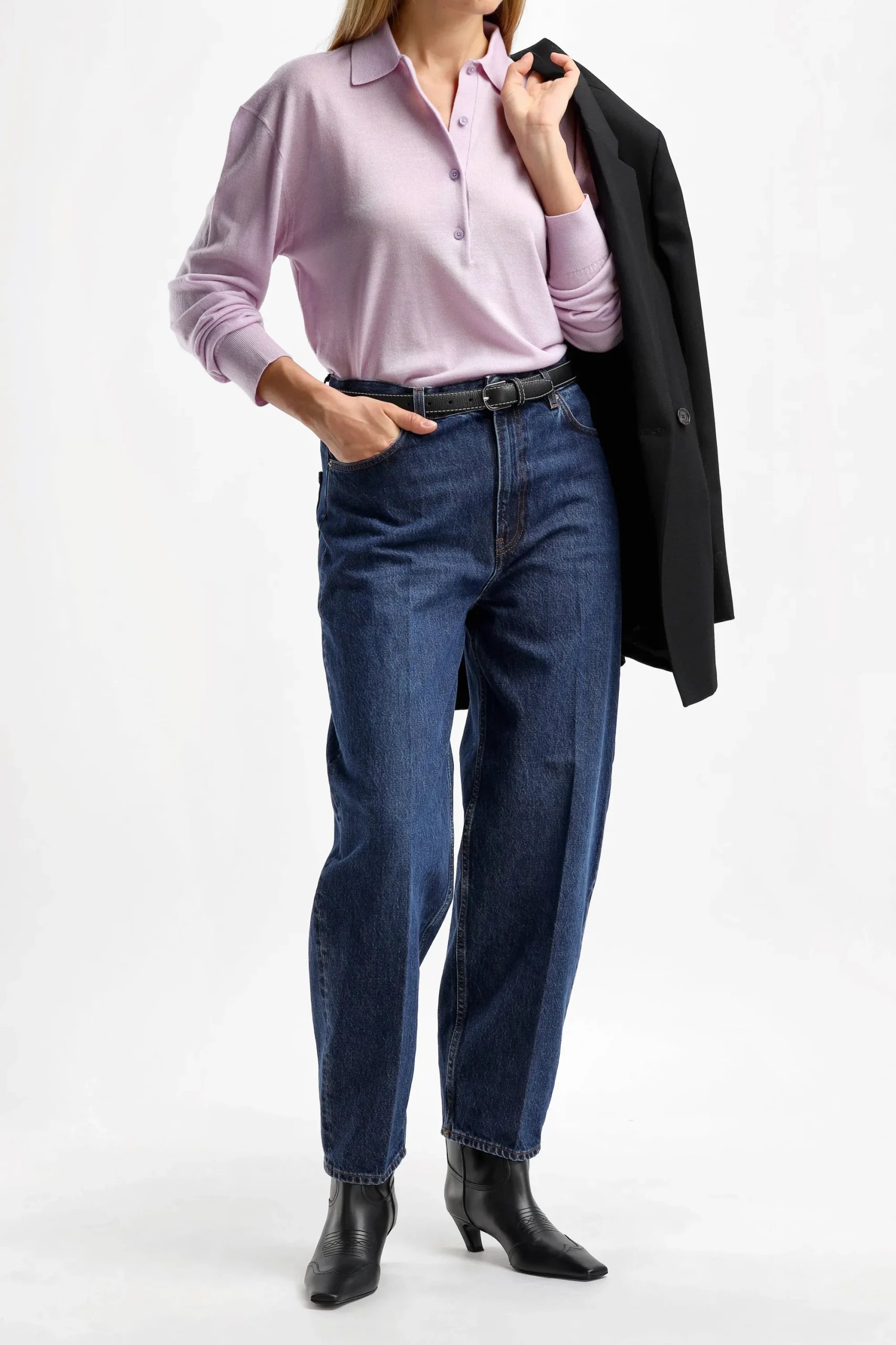 Femme Toteme Pullover Merino Polo En Lilas