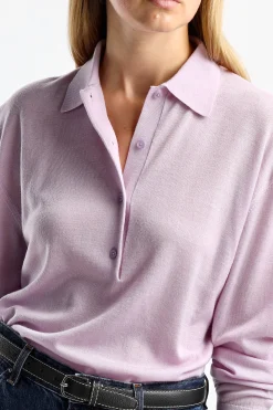 Femme Toteme Pullover Merino Polo En Lilas