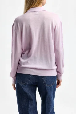 Femme Toteme Pullover Merino Polo En Lilas