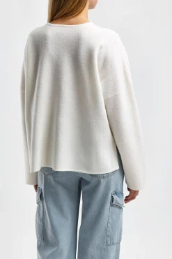 Femme Toteme Pullover Merinos En Blanc Casse