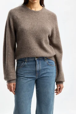 Femme Frenckenberger Pullover Mini Round Neck En Marron