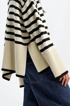 Femme Toteme Pull-Over Signature Stripe En Sable Clair