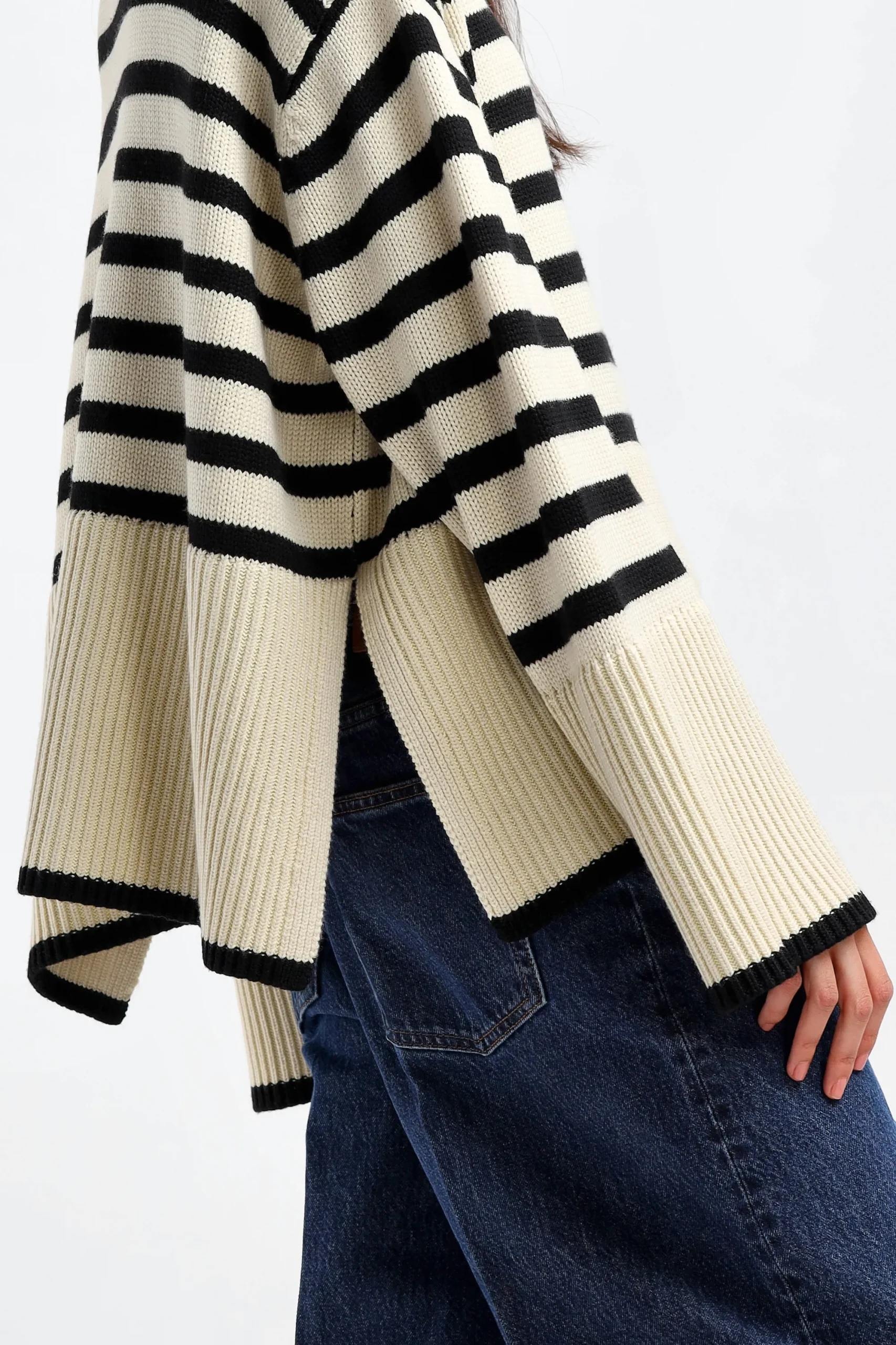 Femme Toteme Pull-Over Signature Stripe En Sable Clair