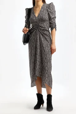 Femme Isabel Marant Robe Albini En Noir Imprime