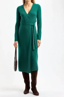 Femme Diane von Furstenberg Robe Astrid In Fall Green