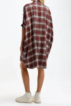 Femme R13 Robe Boxy Plaid En Rouge/Ecru