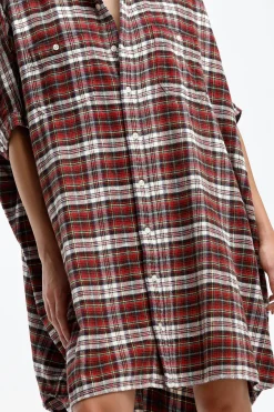 Femme R13 Robe Boxy Plaid En Rouge/Ecru