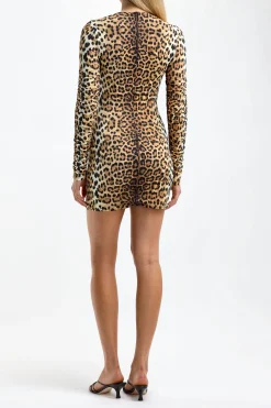 Femme Roberto Cavalli Robe Deep V Giaguar In Naturale