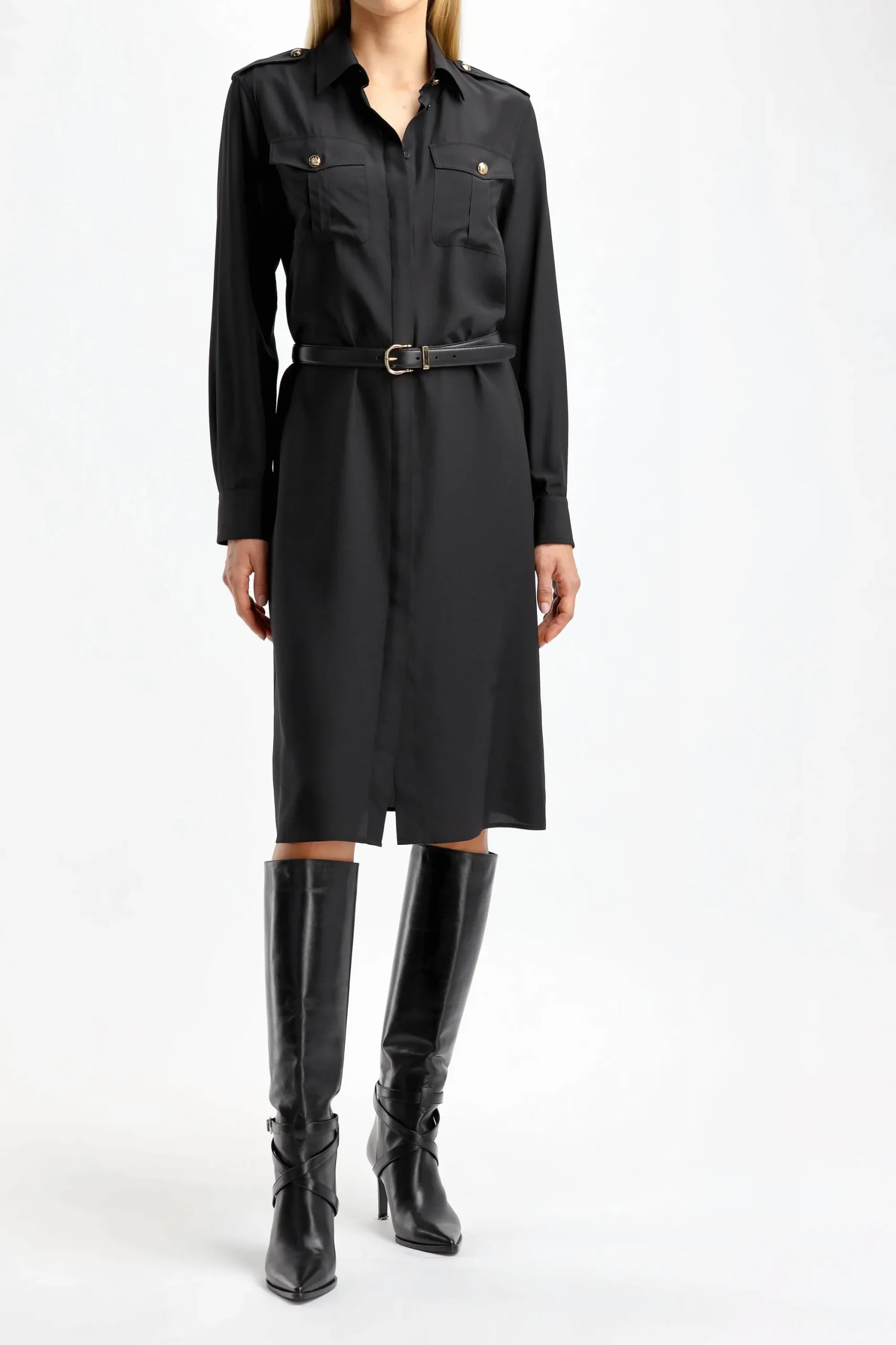 Femme Nili Lotan Robe En Soie Noire Adelaide