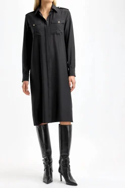 Femme Nili Lotan Robe En Soie Noire Adelaide