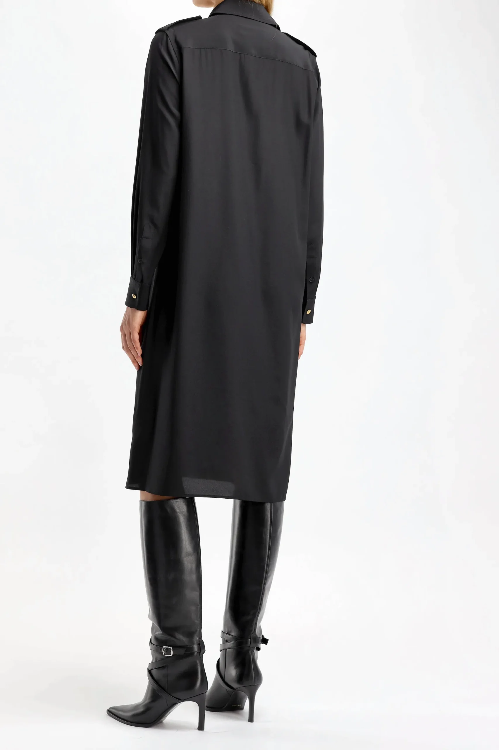 Femme Nili Lotan Robe En Soie Noire Adelaide