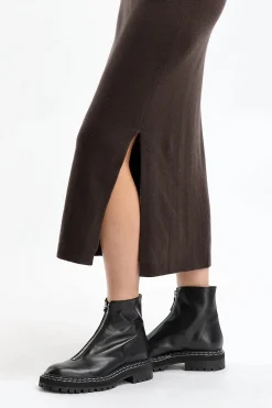 Femme Allude Robe En Tricot A Col Roule Marron