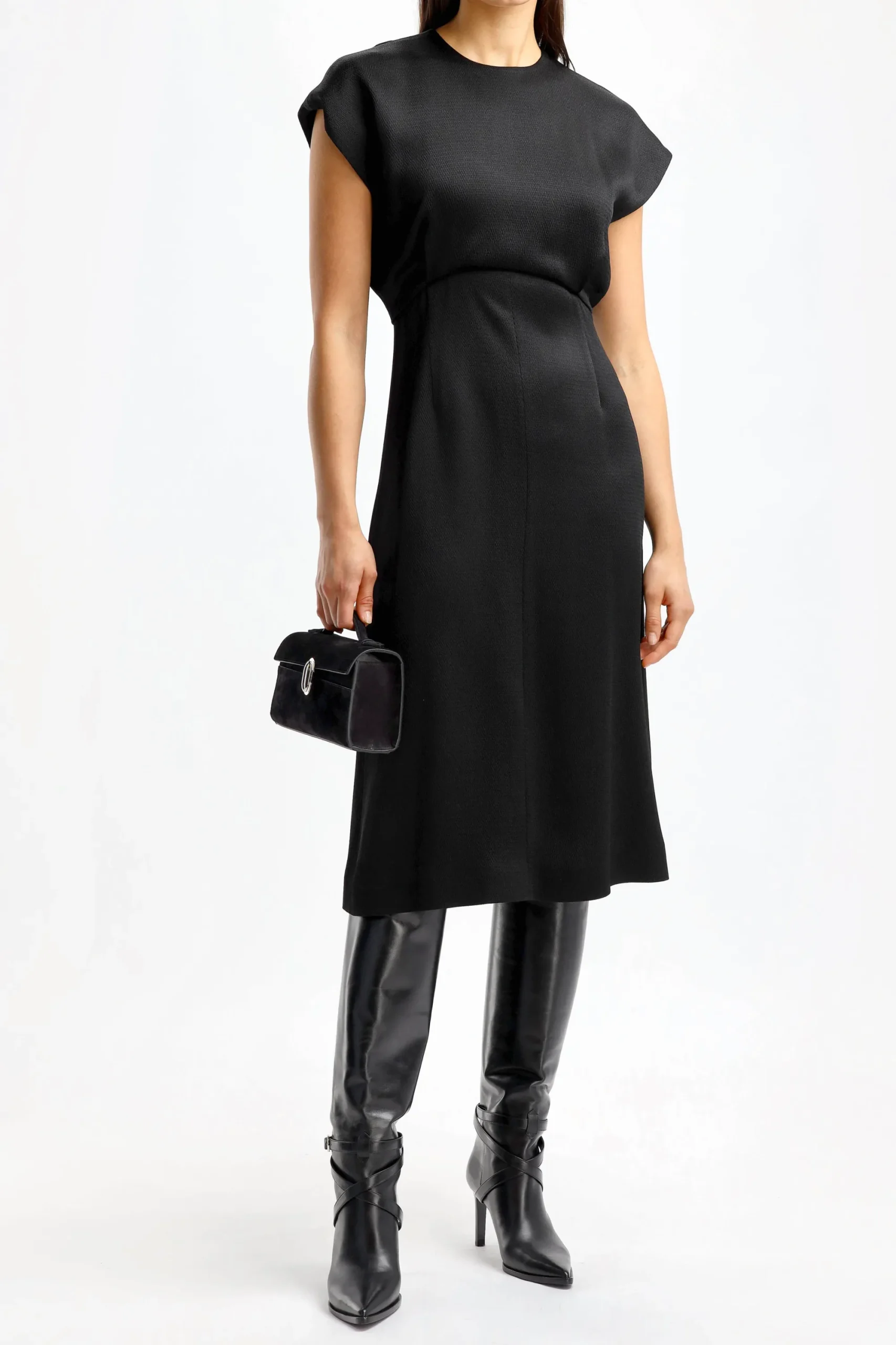 Femme Agnona Robe Heavy Seersucker Noire