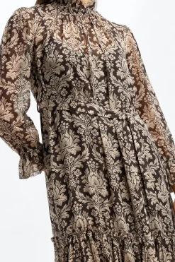 Femme Zimmermann Robe Lantern En Damas Noir